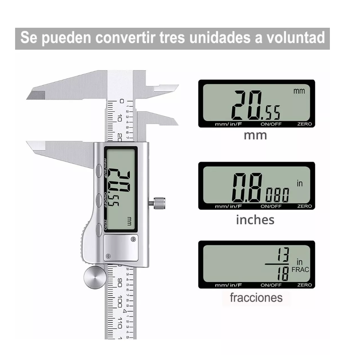 Foto 4 pulgar | Calibrador Digital Uso Industrial Todo Metal 0.01mm Plata