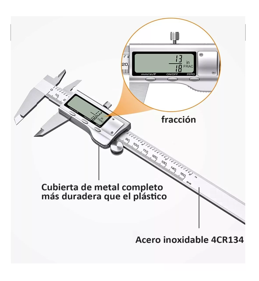Foto 4 pulgar | Calibrador Digital Lab.g Uso Industrial Todo Metal 0.01mm Plata