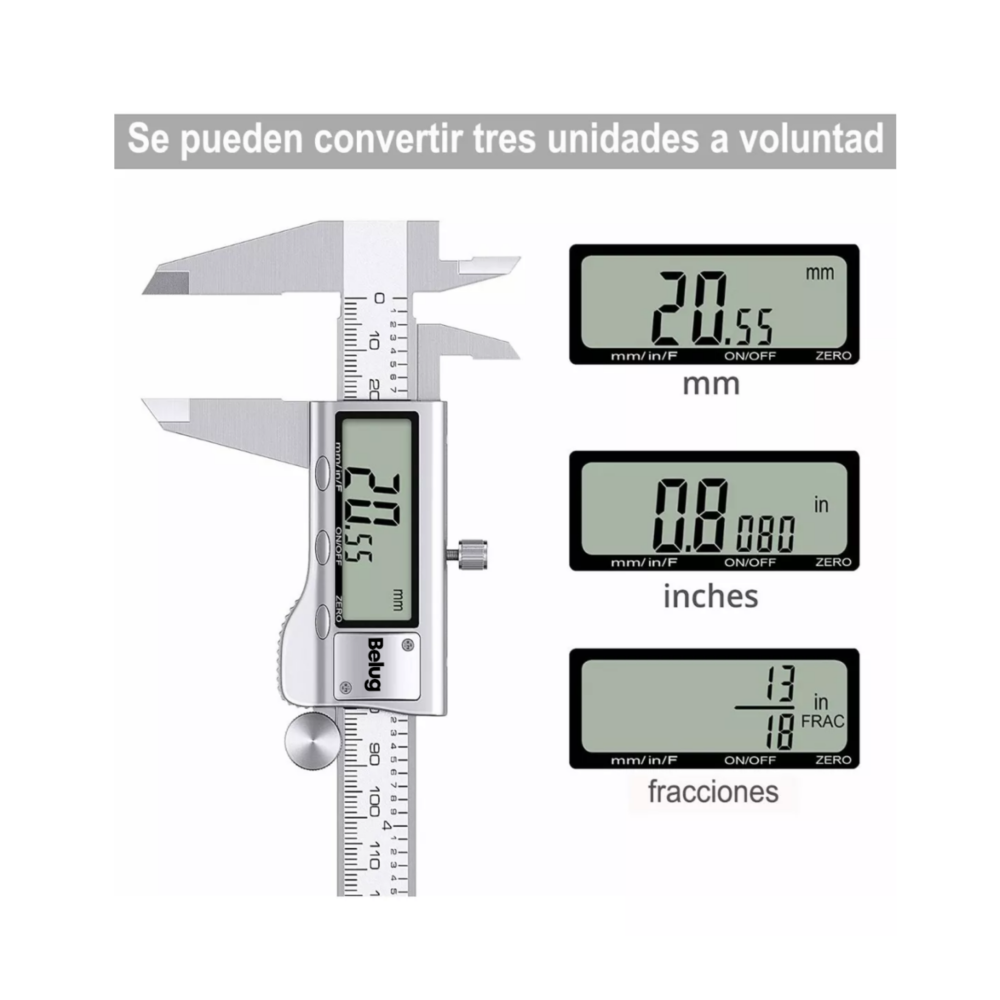 Foto 2 | Calibrador Digital Uso Industrial Todo Metal 0.01mm Blanco Belug