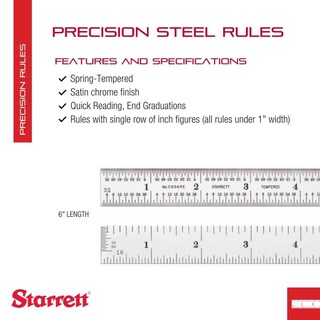 Foto 2 | Regla De Acero Starrett C604re-6 De 15 Cm Con Graduaciones En Pulgadas 4r - Venta Internacional.