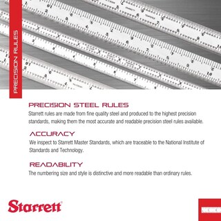 Foto 3 | Regla De Acero Starrett C604re-6 De 15 Cm Con Graduaciones En Pulgadas 4r - Venta Internacional.