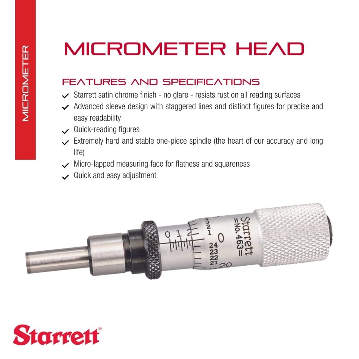 Foto 2 | Cabezal Micrométrico Starrett T463xrl De 0-1/2 Pulgadas, Rango 0,001'', Grado - Venta Internacional.