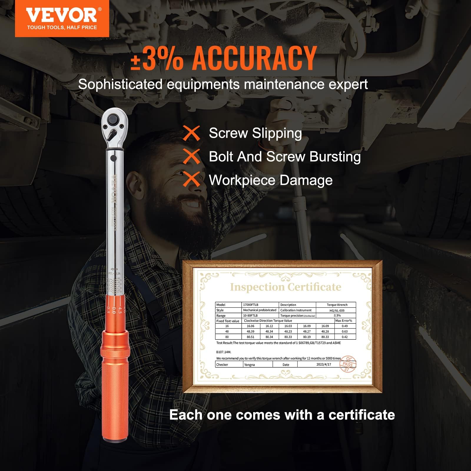 Foto 2 | Llave Dinamométrica Vevor Drive Click 14-110n.m De 3/8 Pulgadas Con Adaptadores - Venta Internacional.