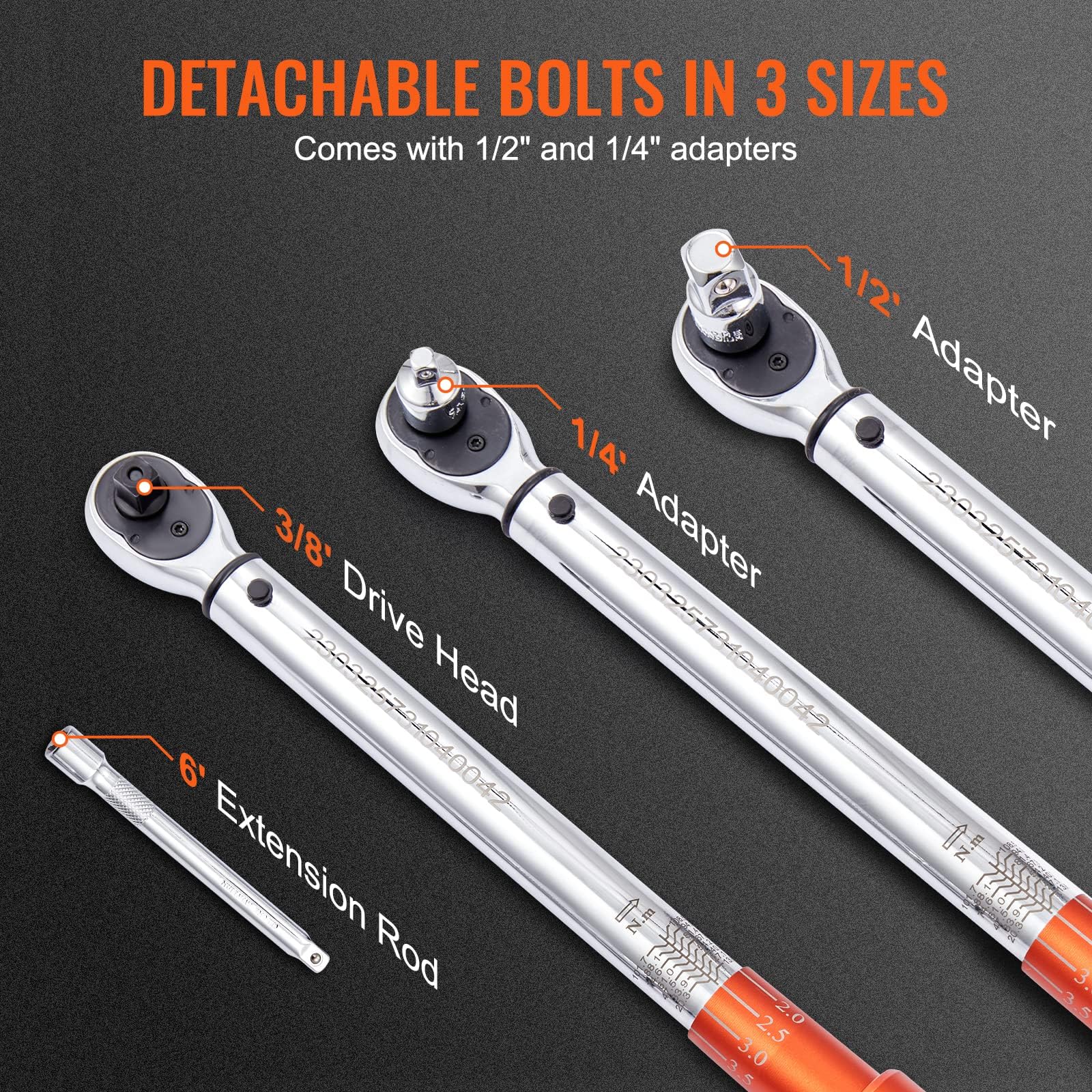 Foto 5 | Llave Dinamométrica Vevor Drive Click 14-110n.m De 3/8 Pulgadas Con Adaptadores - Venta Internacional.