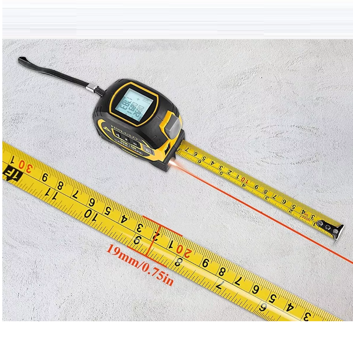 Foto 4 pulgar | Medidor Láser de 60 Metros con Cinta Métrica 2 en 1 Eo Safe Imports Esi-11021 Amarillo