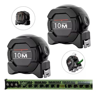 Foto 2 | 2 Cinta Metrica Flexometro Regla Retractil Fluorescente 10m Eo Safe Imports Esi-17296 Negro
