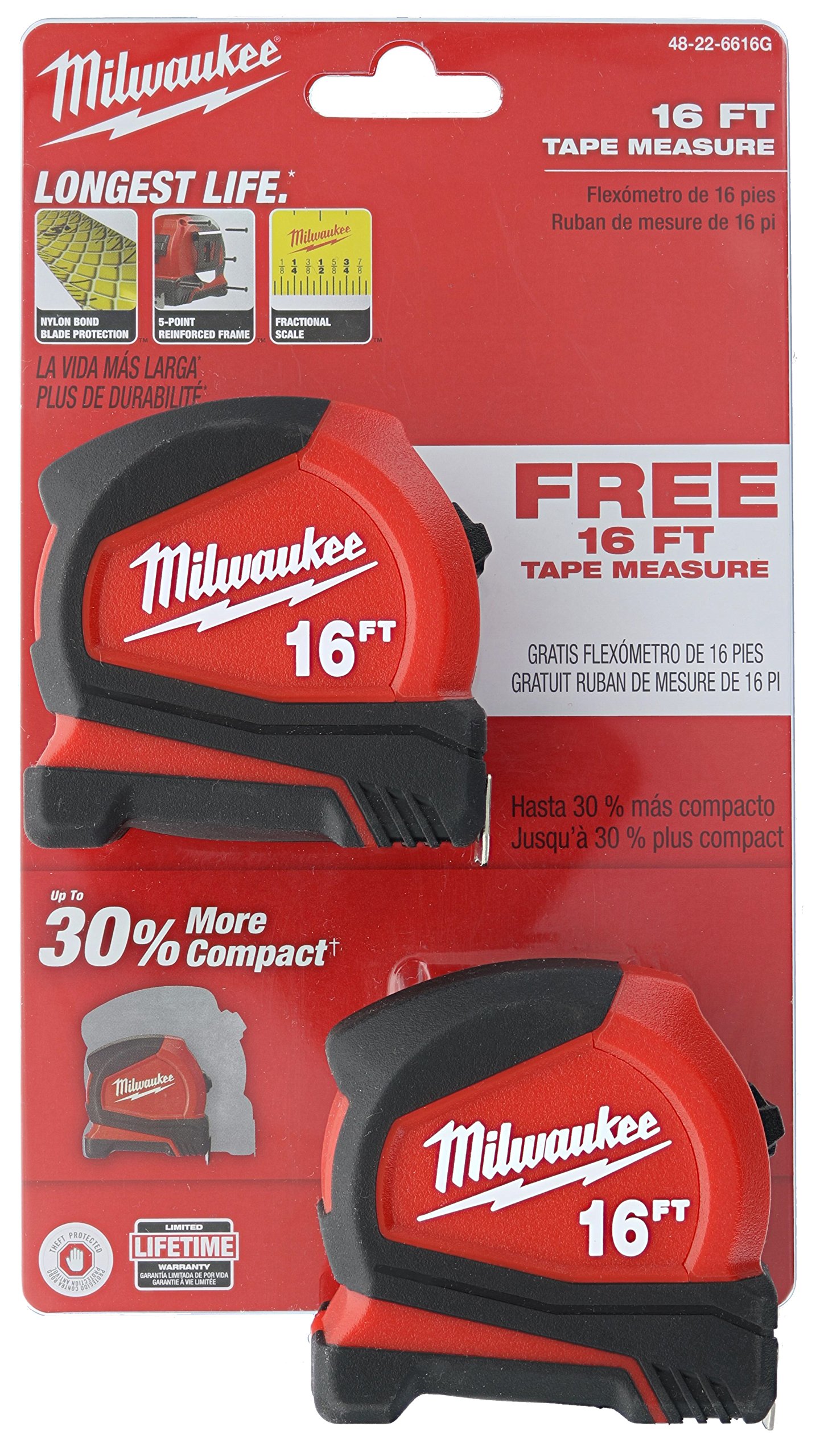 Foto 2 pulgar | Cinta Métrica Milwaukee 48-22-6616g 5 M 2 con Gancho - Venta Internacional