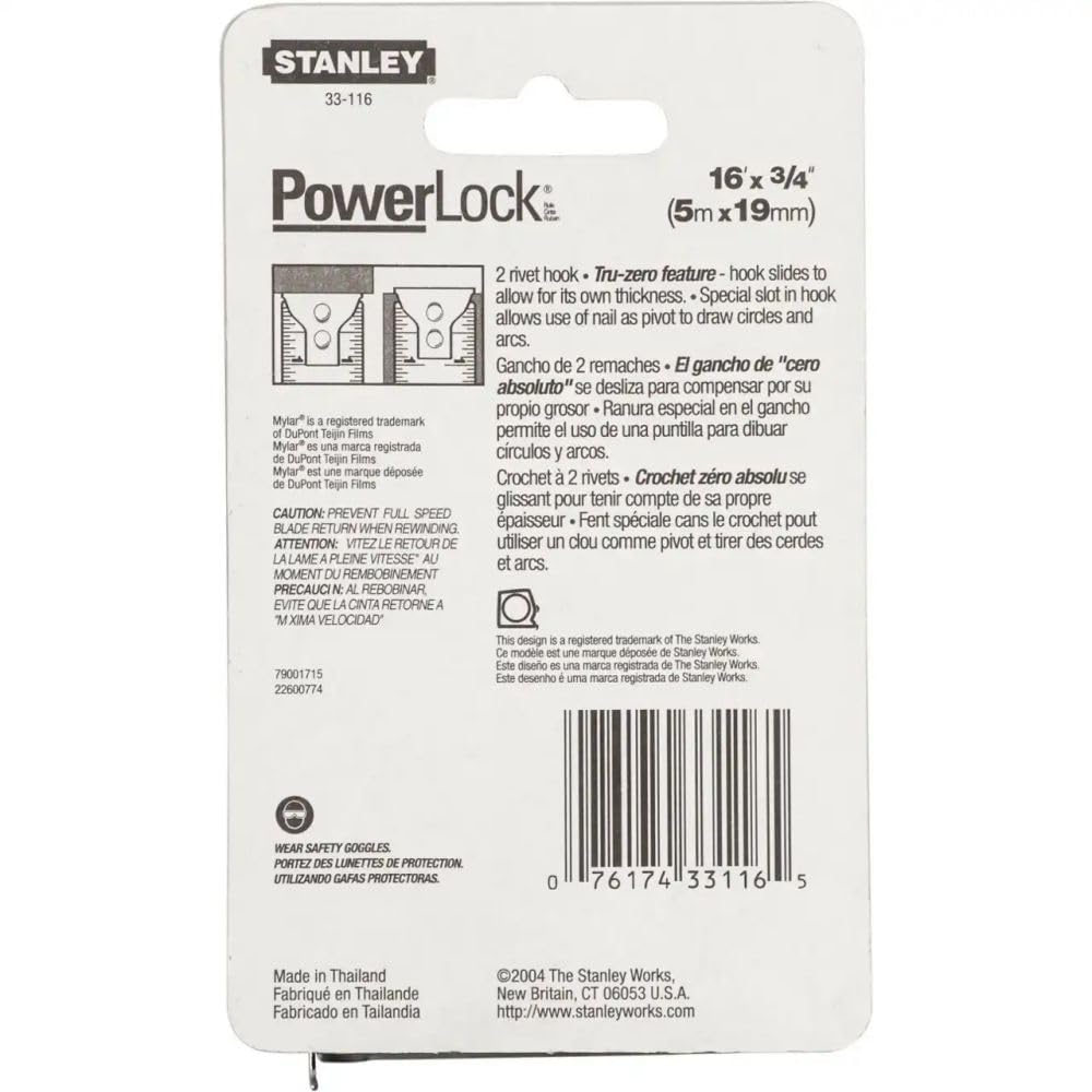 Foto 4 pulgar | Cinta Métrica Stanley Powerlock Professional 3/4 Pulgadas x 5 m - Venta Internacional