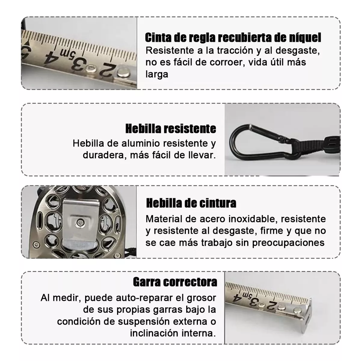 Foto 3 pulgar | Flexometro Regla Métrica Retráctil Anticorrosión Acero Inoxidable 7,5 M Eo Safe Imports Esi-11019-1 Plata