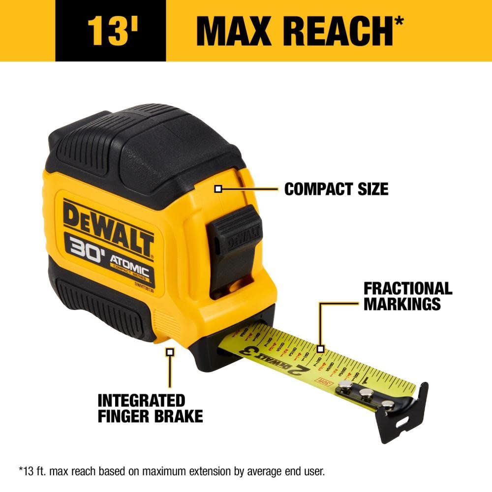Foto 3 pulgar | Cinta Métrica Dewalt Atomic Compact Series 9m - Venta Internacional.