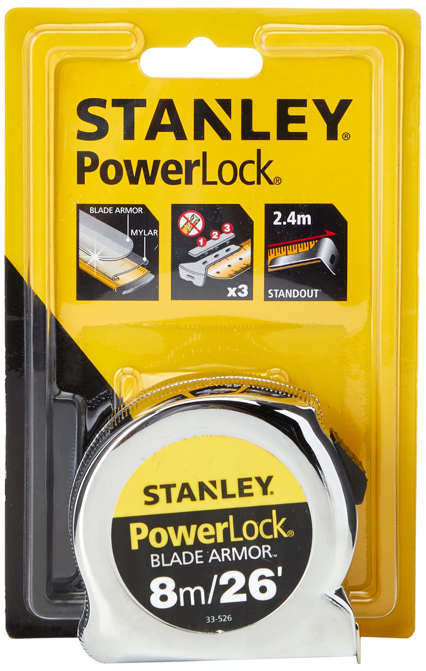 Foto 2 pulgar | Cinta Métrica Stanley Powerlock Rule Blade Armor, 8 M/26 Pies - Venta Internacional.