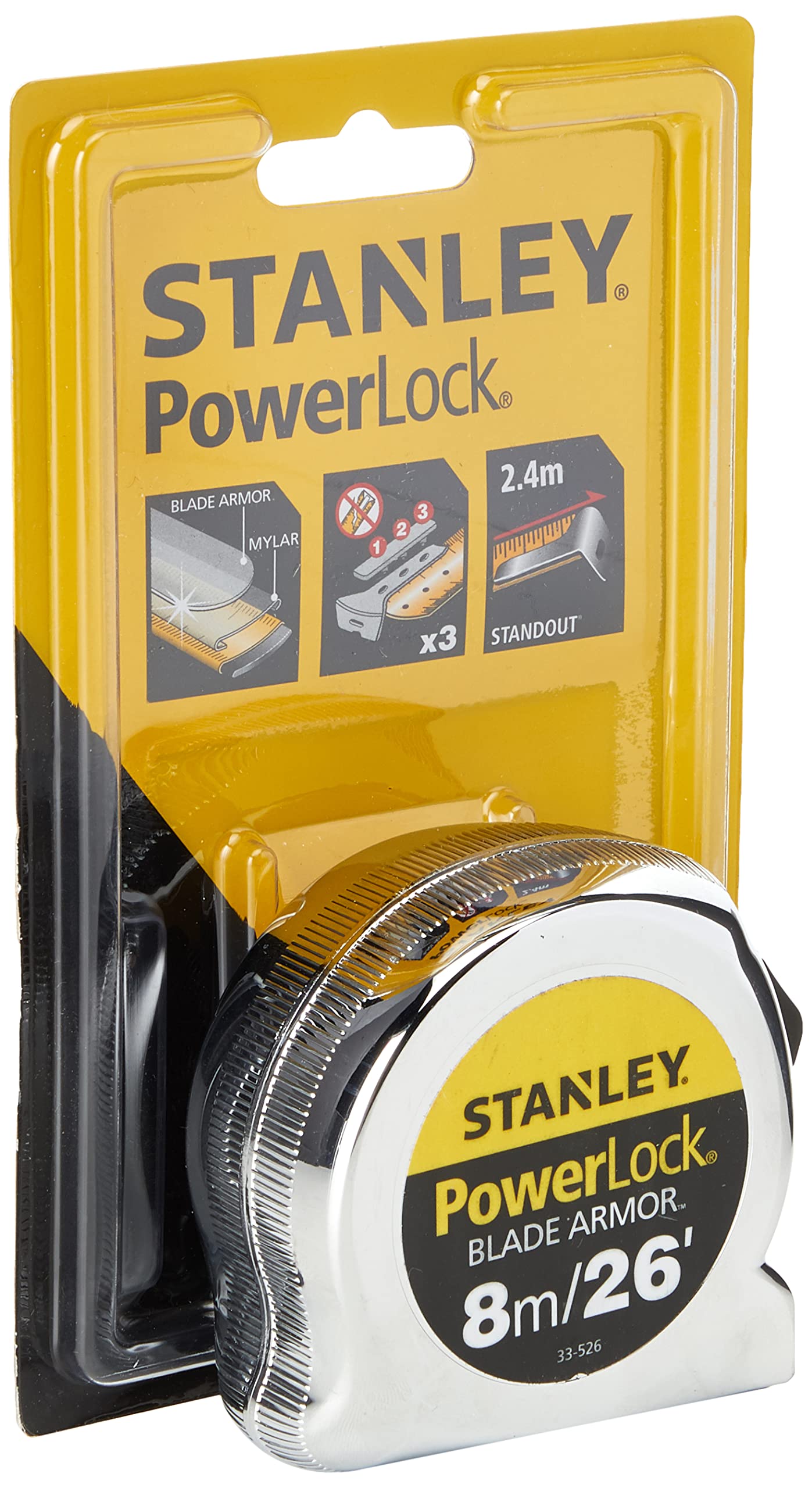 Foto 2 | Cinta Métrica Stanley Powerlock Rule Blade Armor, 8 M/26 Pies - Venta Internacional.