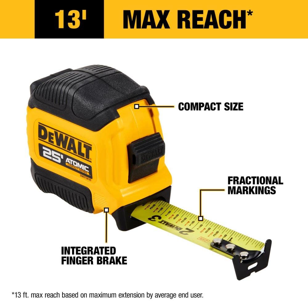 Foto 3 pulgar | Cinta Métrica Dewalt Atomic Compact Series 7,6 M - Venta Internacional.