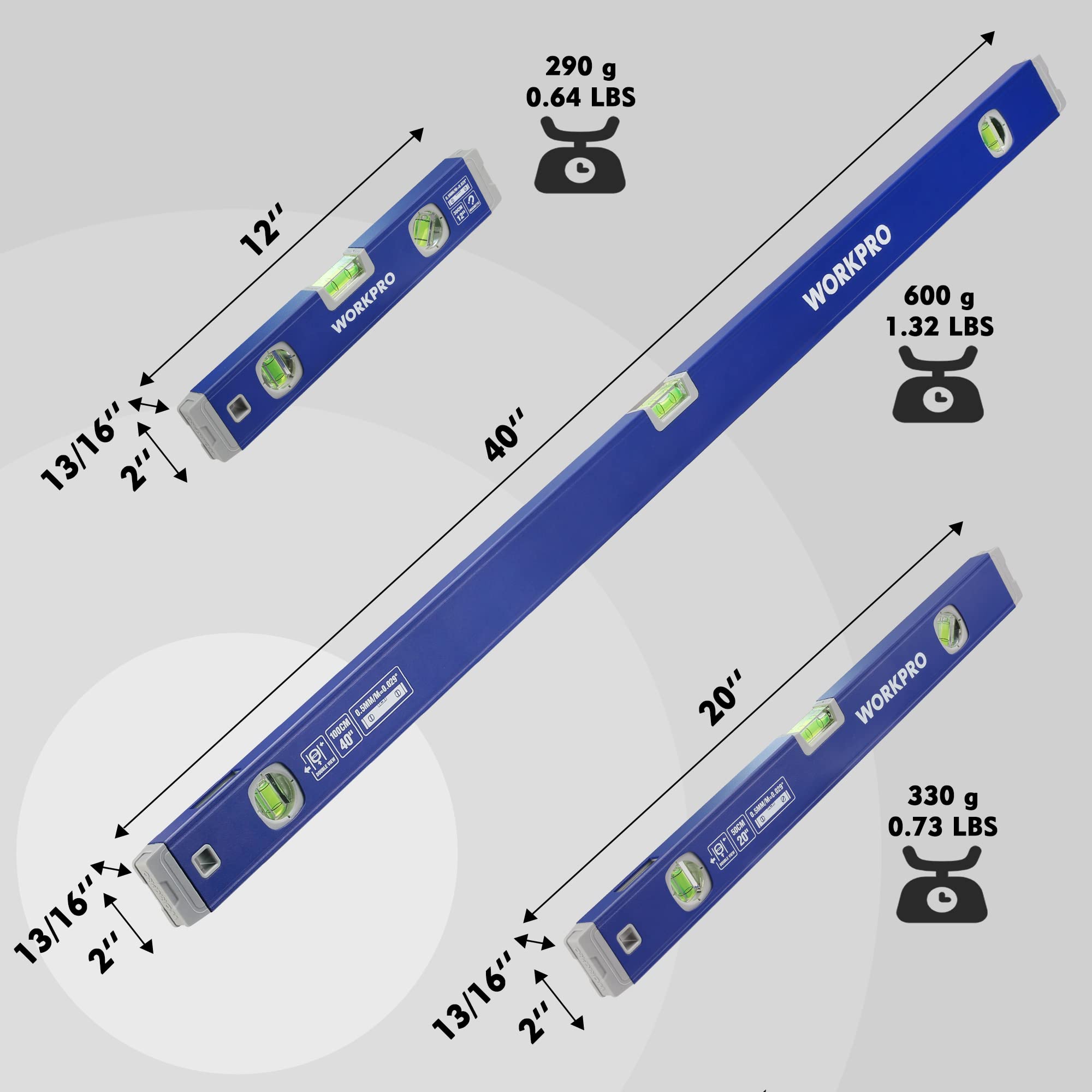 Foto 3 pulgar | Juego Spirit Level Workpro De 3 Piezas Con Nivel De Torpedo Magnético - Venta Internacional.