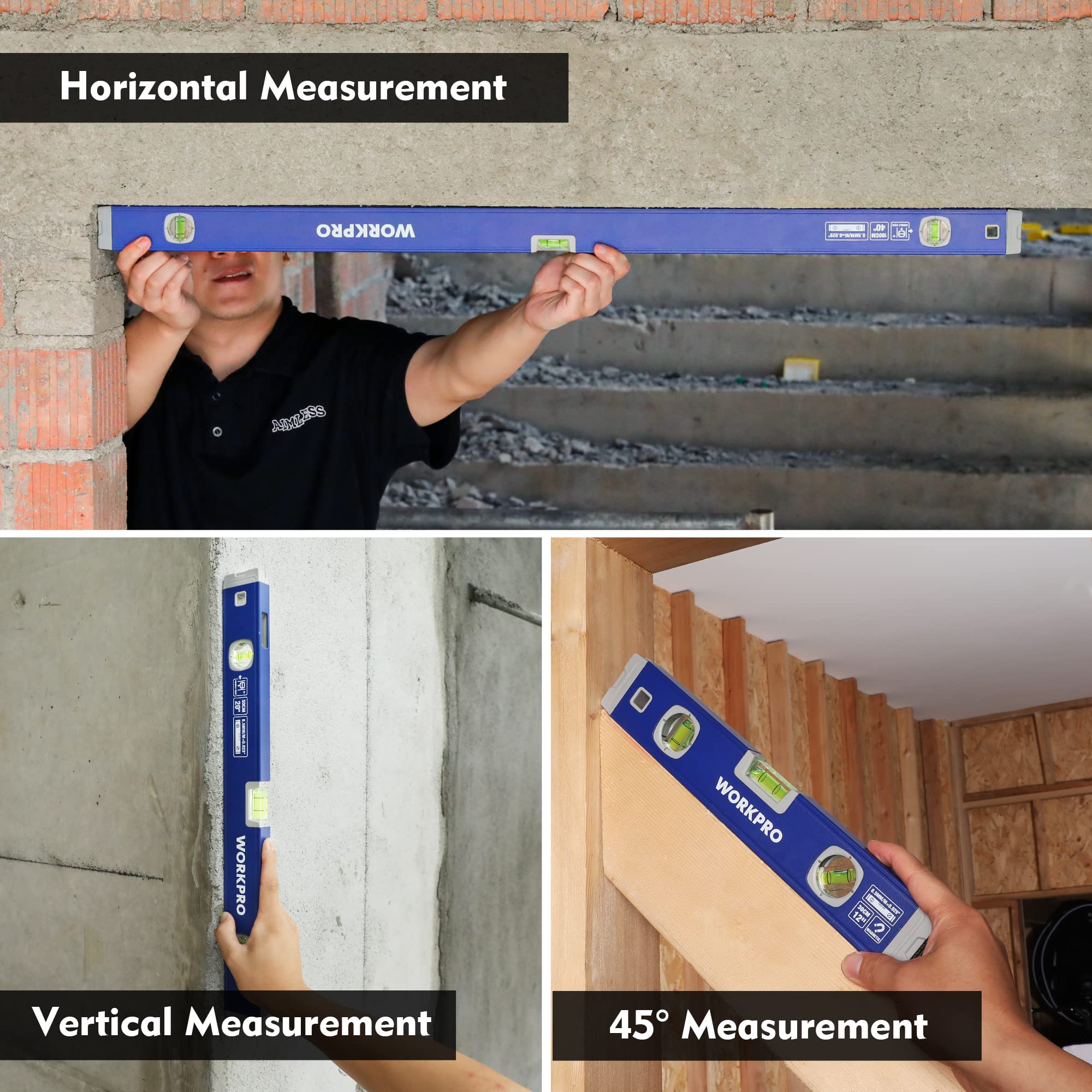 Foto 8 pulgar | Juego Spirit Level Workpro De 3 Piezas Con Nivel De Torpedo Magnético - Venta Internacional.