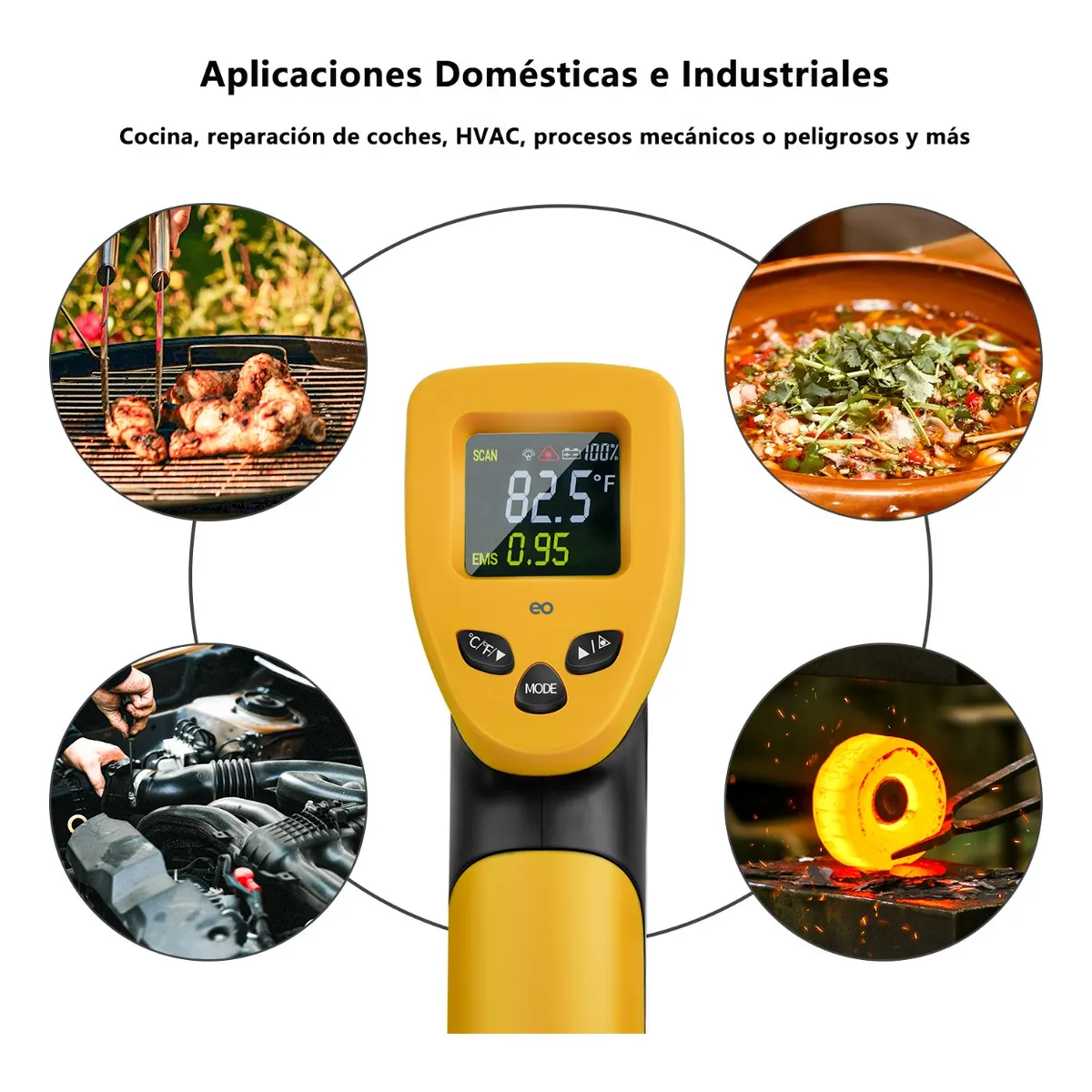 Foto 4 pulgar | Termómetro Infrarrojo Láser Digital Industrial Sin Contacto Eo Safe Imports Esi-19417 Amarillo