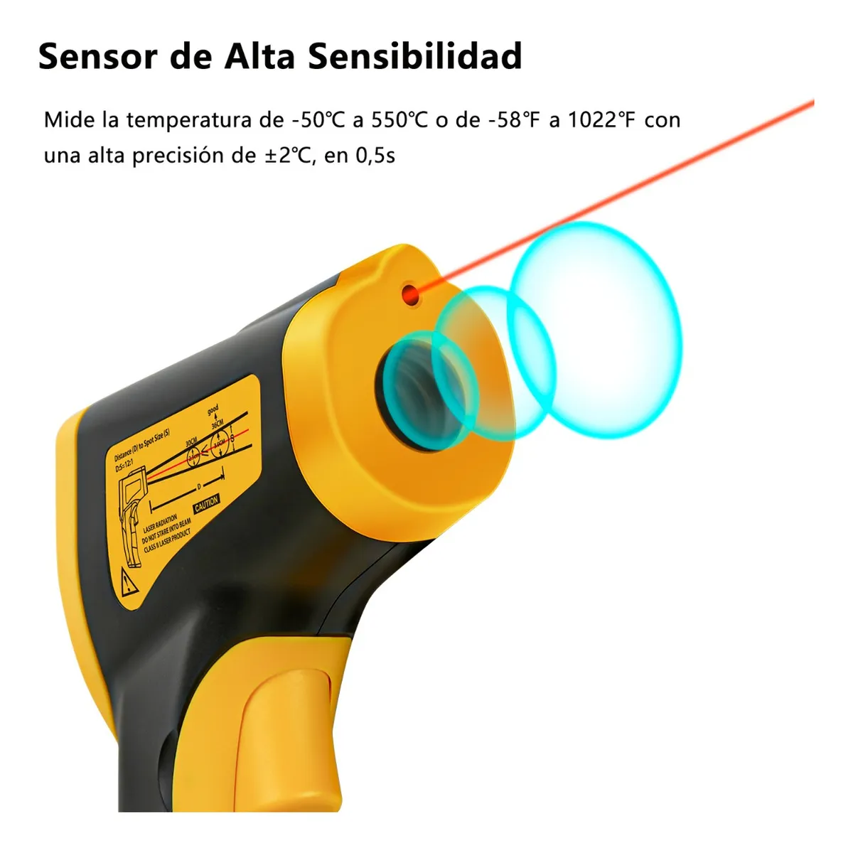 Foto 4 | Termómetro Infrarrojo Láser Digital Industrial Sin Contacto Eo Safe Imports Esi-19417 Amarillo