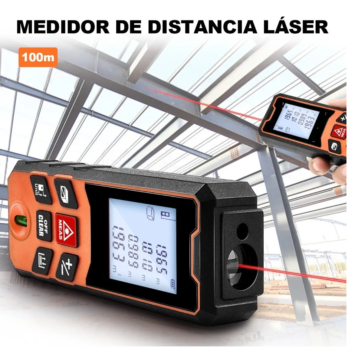 Foto 4 pulgar | Medidor Laser Telemetro 100 m Distancia Eo Safe Imports M8870-100 color Anaranjado