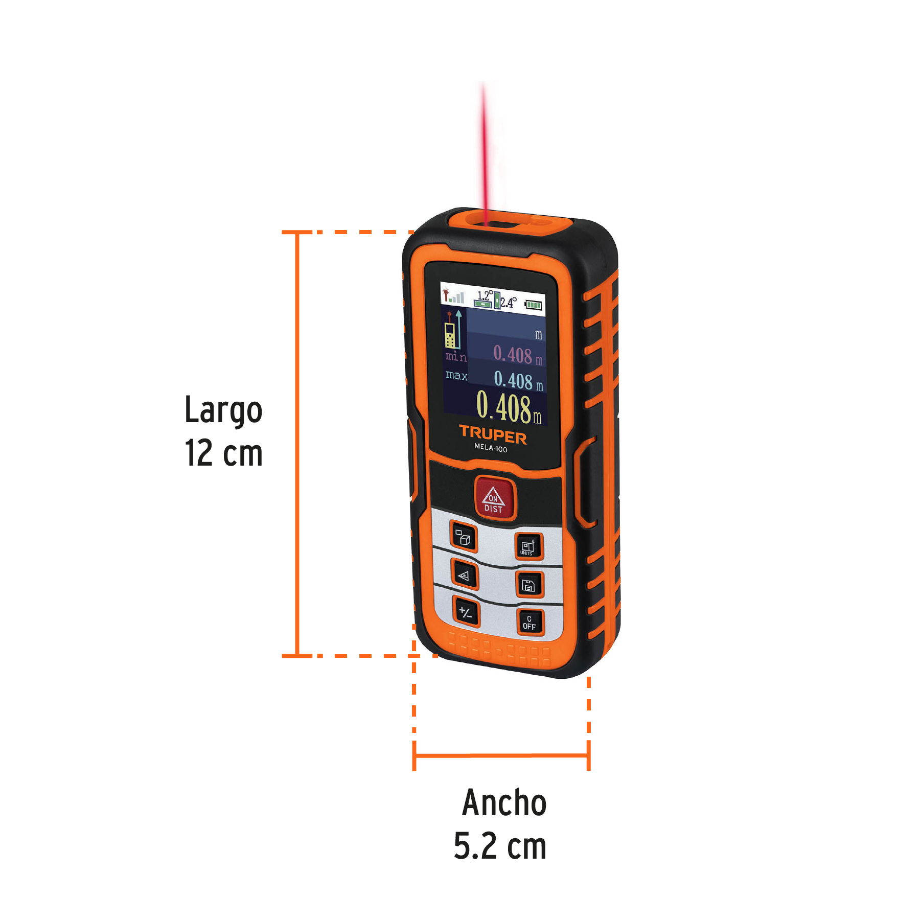 Foto 4 pulgar | Medidor Láser de Distancia Truper MELA-100 color Naranja de 0.05 MM a 100 M