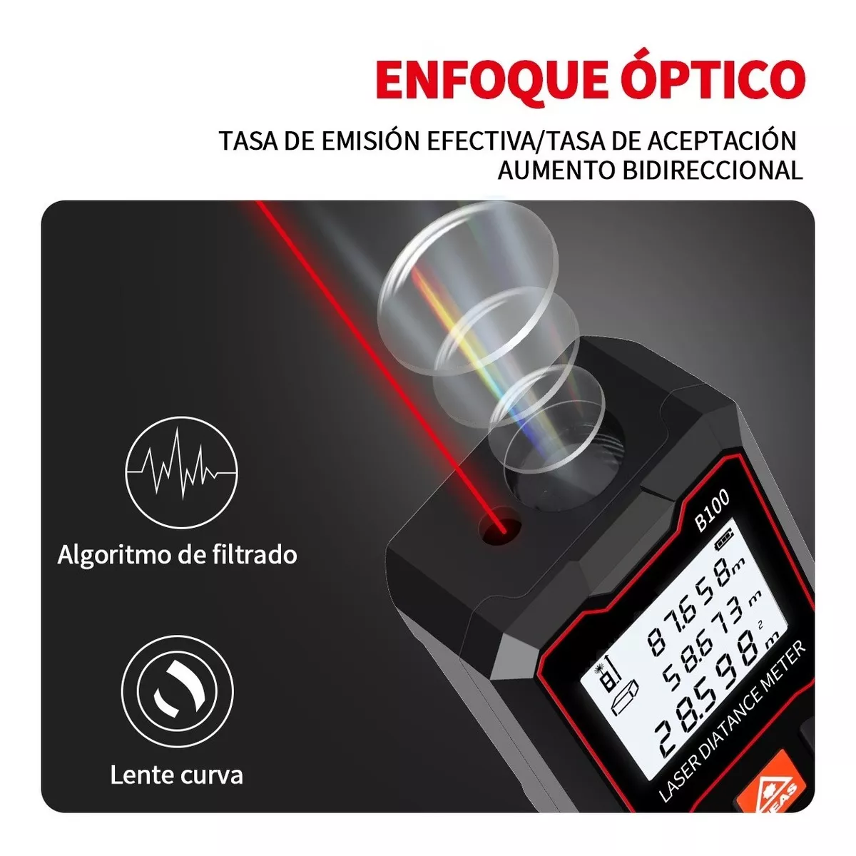 Foto 4 pulgar | Telemetro Medidor Láser Eo Safe Imports ESI-4375 color Negro Distanciómetro 100 M