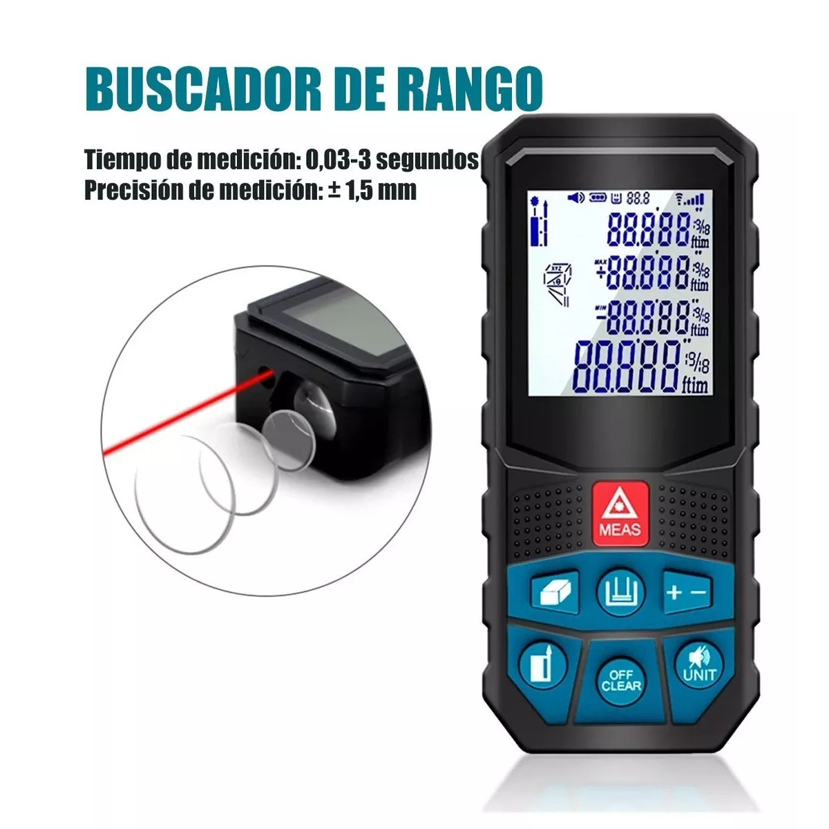 Foto 3 pulgar | Telemetro Medidor Láser Eo Safe Imports ESI-4377 color Negro Distanciómetro 100 M