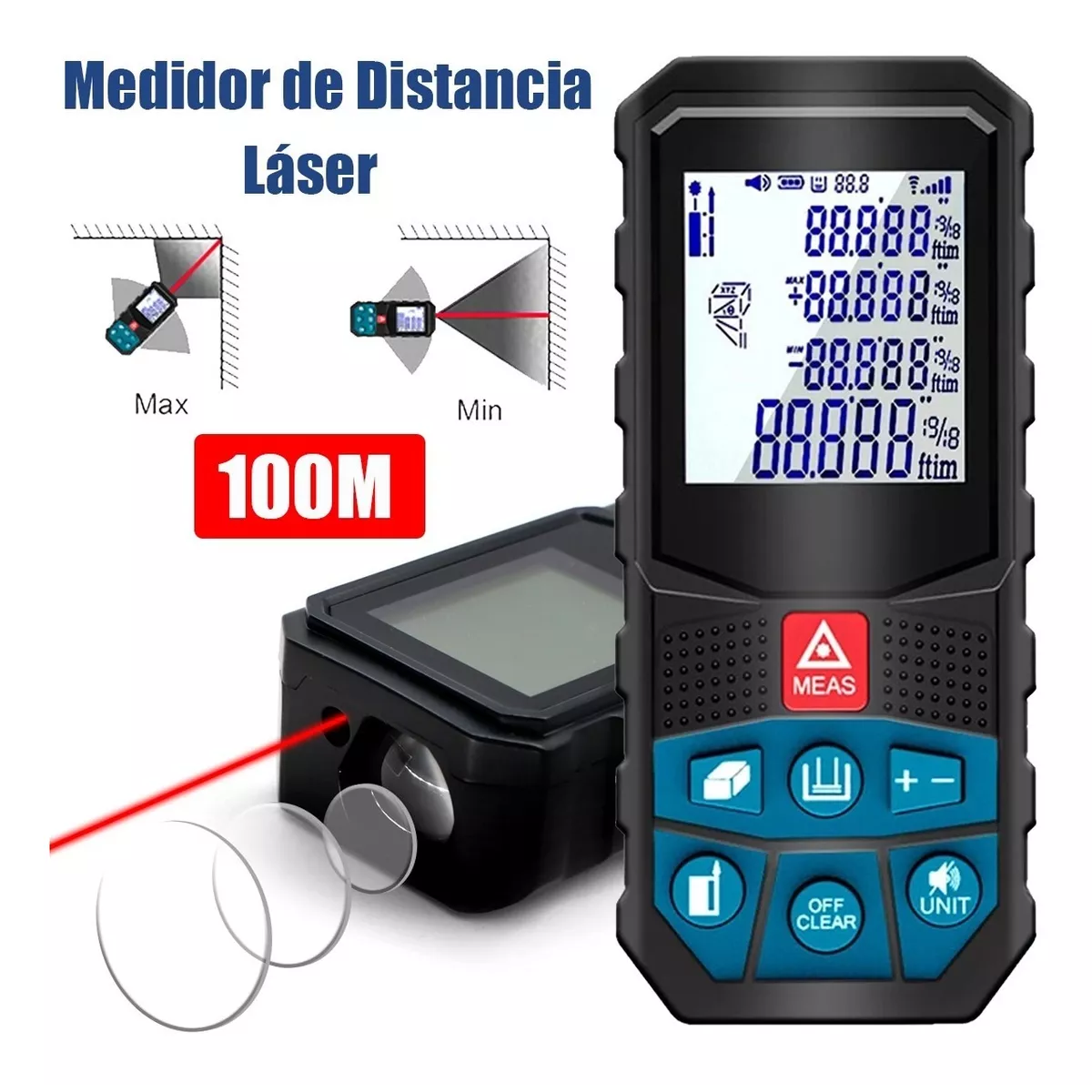 Foto 4 pulgar | Telemetro Medidor Láser Eo Safe Imports ESI-4377 color Negro Distanciómetro 100 M