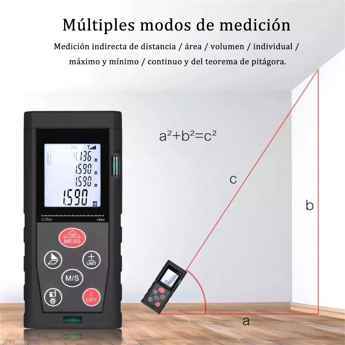 Foto 3 | Telemetro Medidor Laser Distanciometro 150 M Eo Safe Imports Esi-5899 Negro