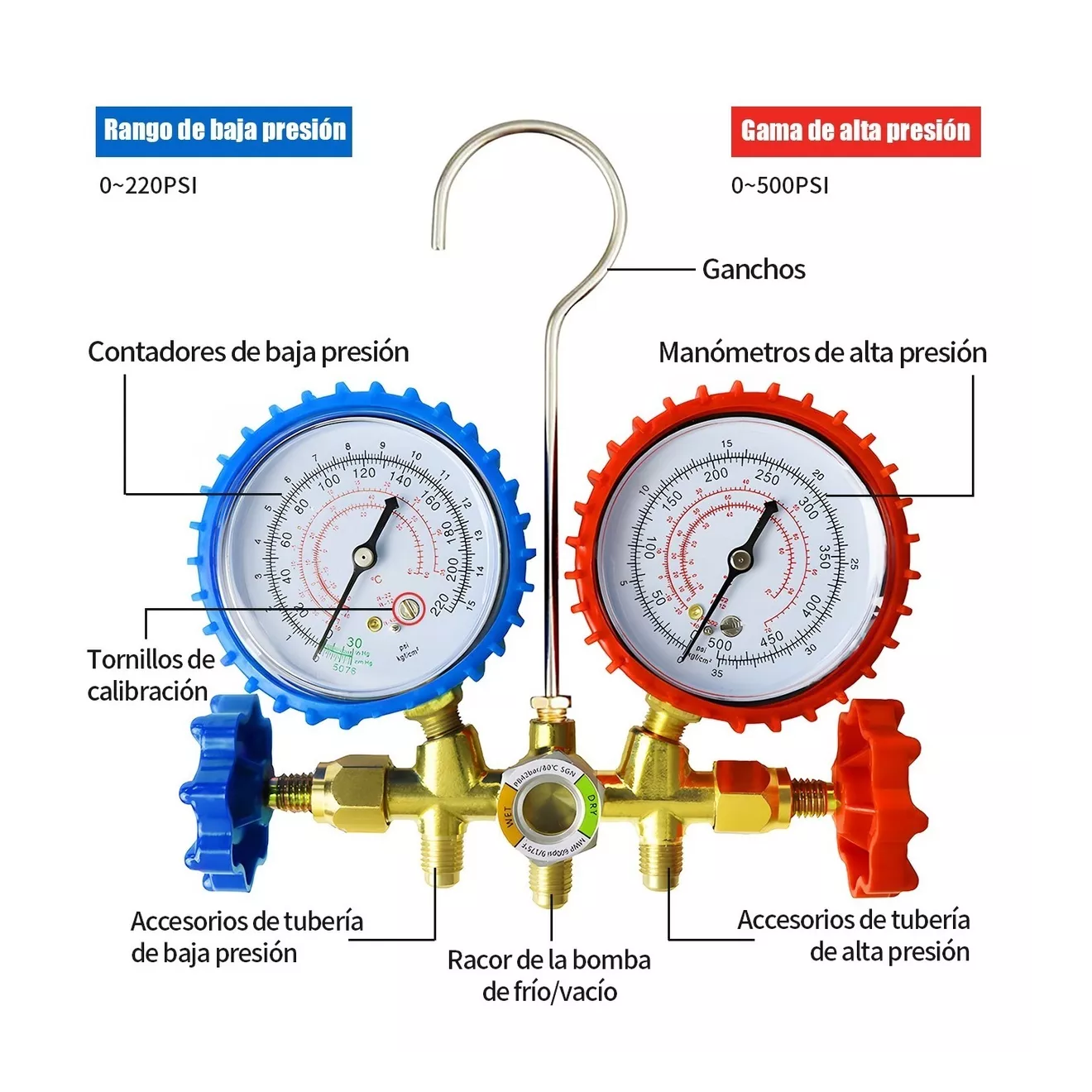 Foto 3 pulgar | Juego Manometros Refrigeración Belug Azul y Rojo