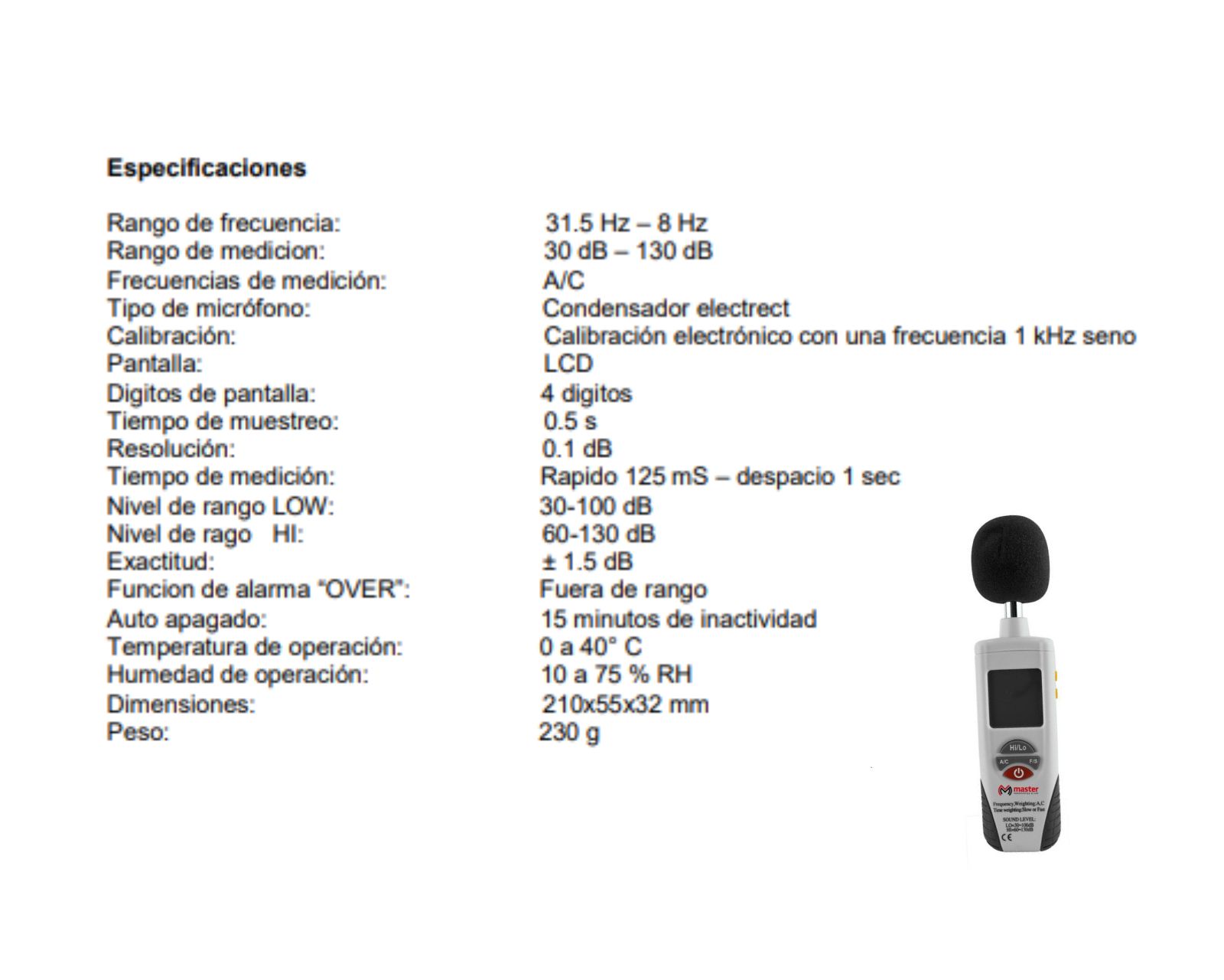 Foto 2 | Medidor de Decibeles Master Electronics