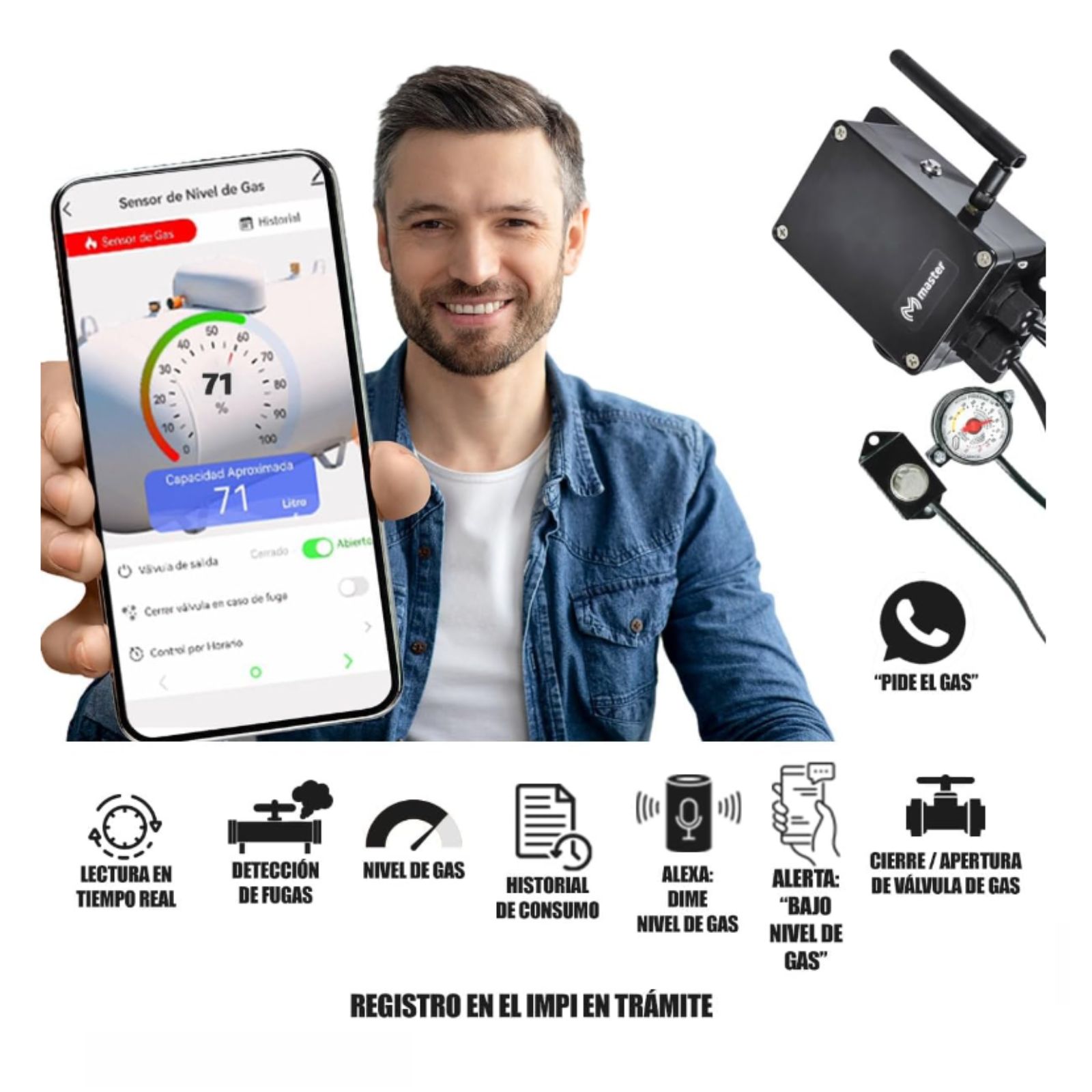 Foto 4 pulgar | Medidor de Gas para Tanque Estacionario Master Electrónicos Iot-gassensorv