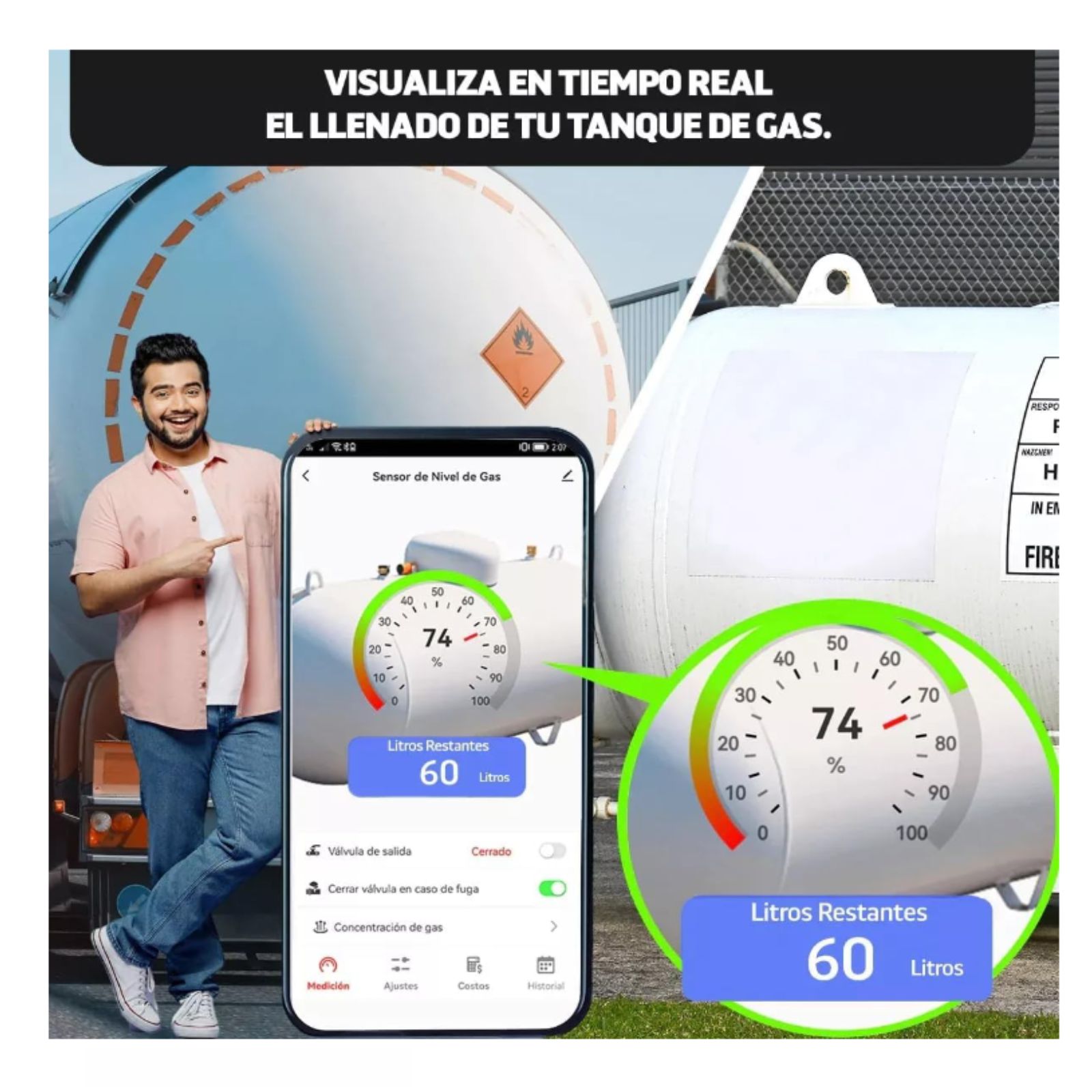 Foto 7 pulgar | Medidor de Gas para Tanque Estacionario Master Electrónicos Iot-gassensorv