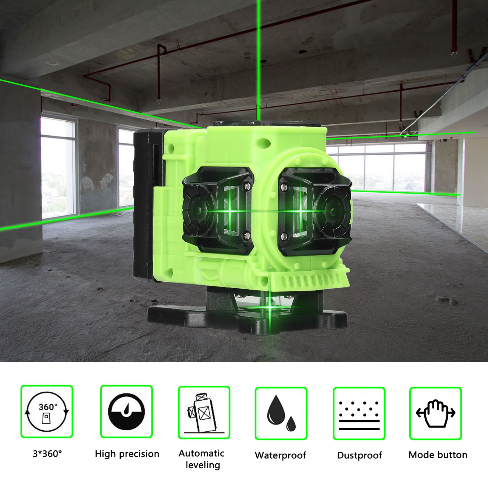Foto 3 pulgar | Venta Internacional-láser Level 12, Líneas Verdes, Plomada Automática De 30 M