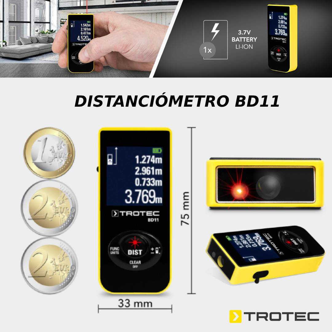 Foto 4 pulgar | Distanciómetro Laser Digital Mini Trotec Bd11 30m