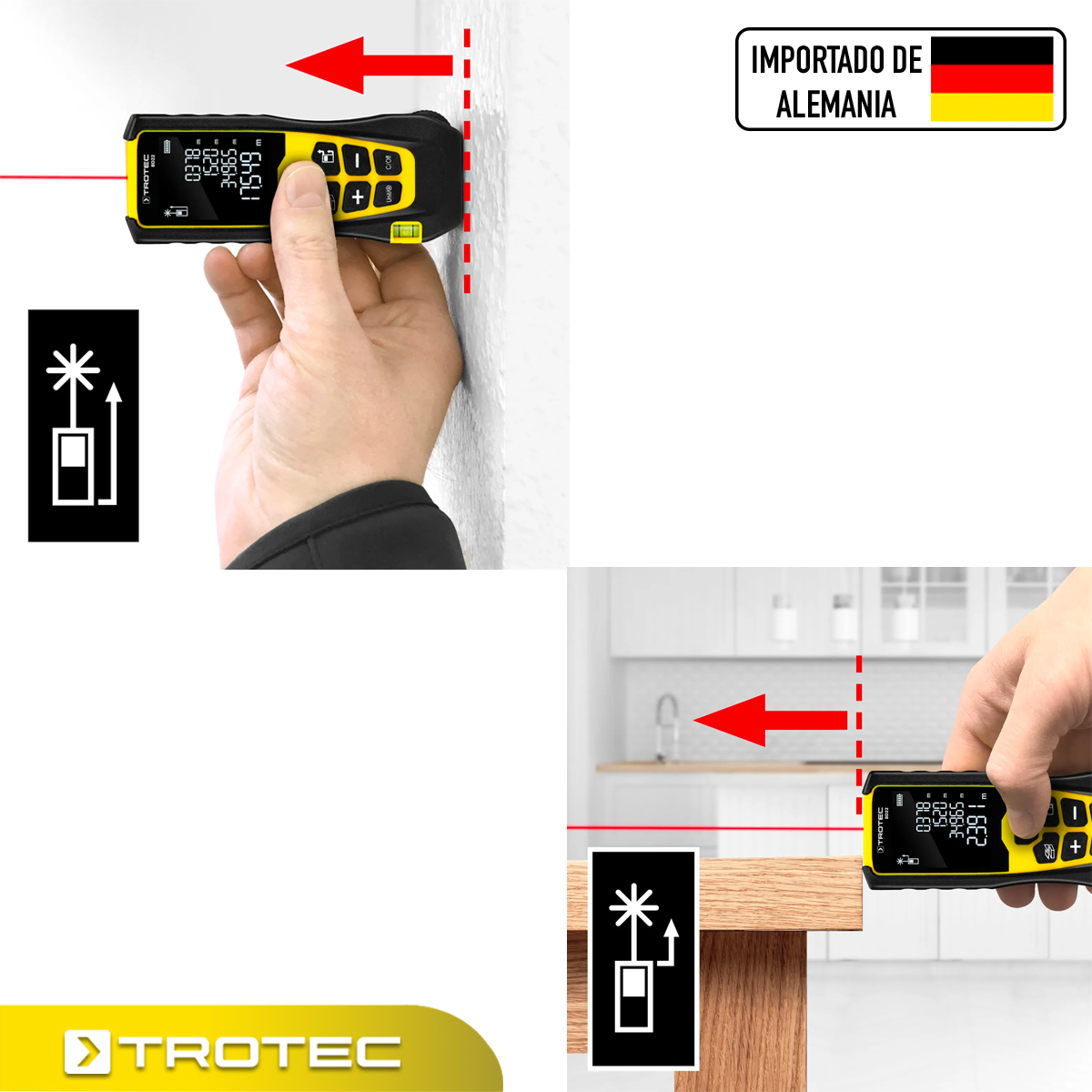 Foto 6 pulgar | Distanciómetro Láser Trotec 50 m con Nivel de Burbuja y Rueda de Medición