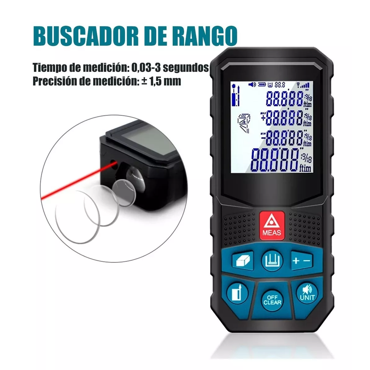 Foto 3 | Telemetro Medidor Laser Distanciometro 100m Distancia Eo Safe Imports Esi-11023 Negro