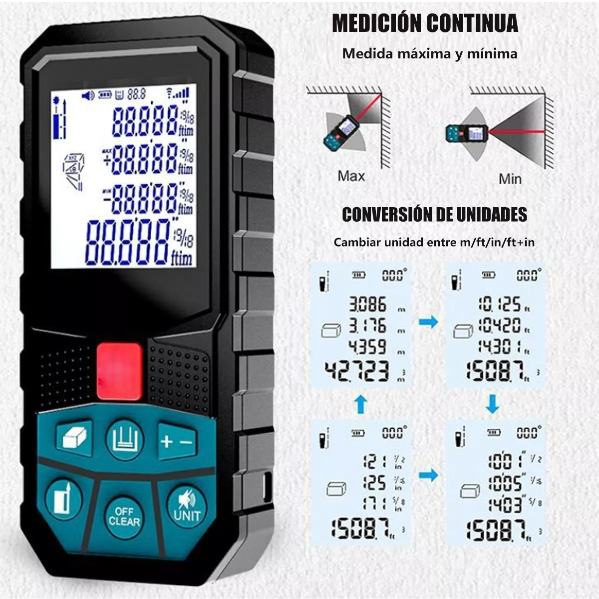 Foto 5 pulgar | Telemetro Medidor Laser Distanciometro 100m Distancia Eo Safe Imports Esi-11023 Negro