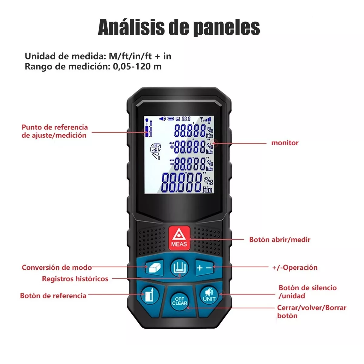 Foto 6 pulgar | Telemetro Medidor Laser Distanciometro 100m Distancia Eo Safe Imports Esi-11023 Negro