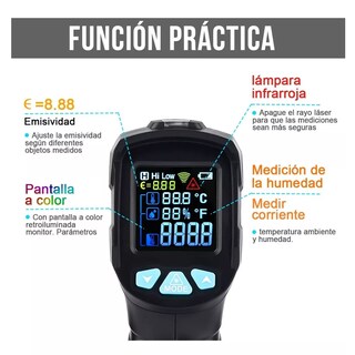 Foto 3 | Termómetro Infrarrojo Digital E Industrial (-50-550 °c) Eo Safe Imports Esi-12068 Negro