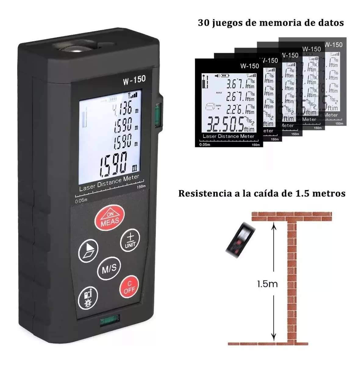 Foto 3 | Distanciómetro Láser Belug Negro Distancia 150 m