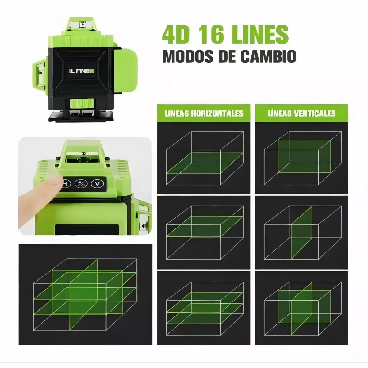 Foto 3 pulgar | Niveles Láser Eo Safe Imports 3° Autonivelante 4D con 2 Baterías 16 Líneas