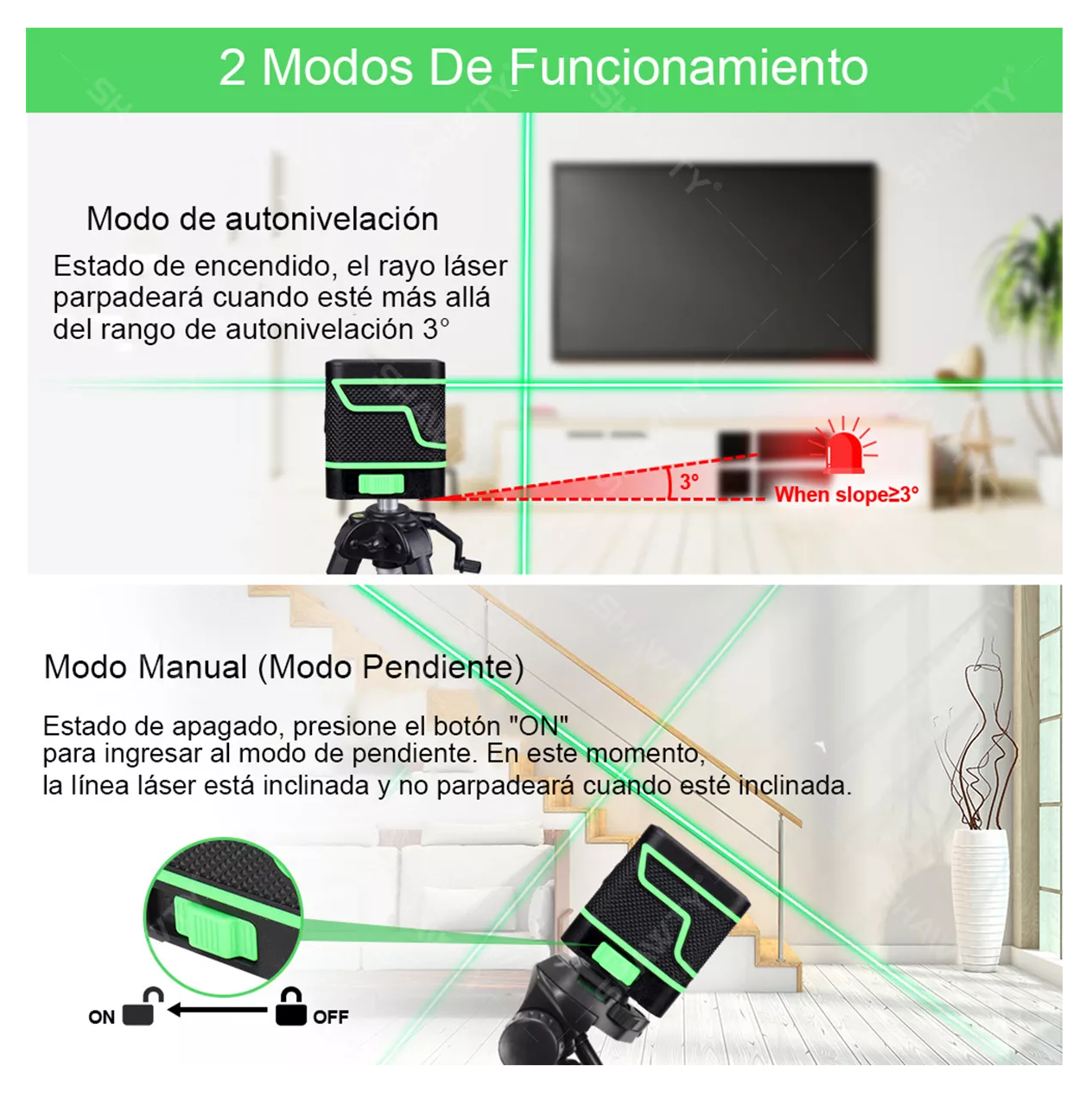 Foto 6 pulgar | Nivel Láser 2 Líneas Multifuncional Shawty 3° Autonivelante