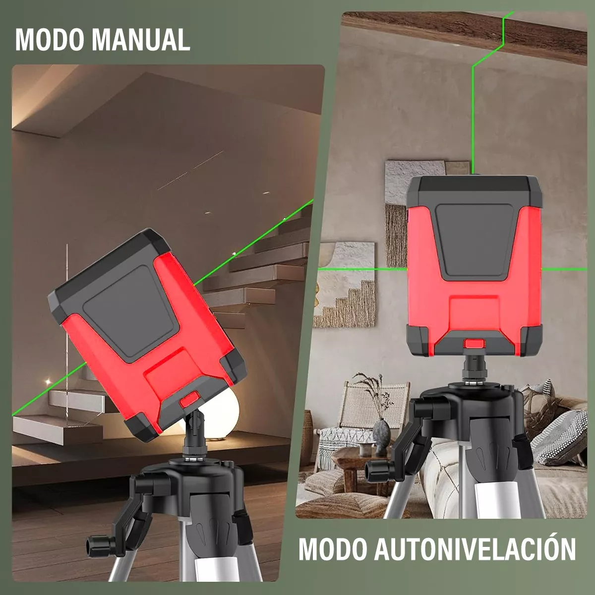 Foto 3 pulgar | Nivel Láser Verde Autonivelante 2 Líneas con Soporte L Eo Safe Imports Multicolor