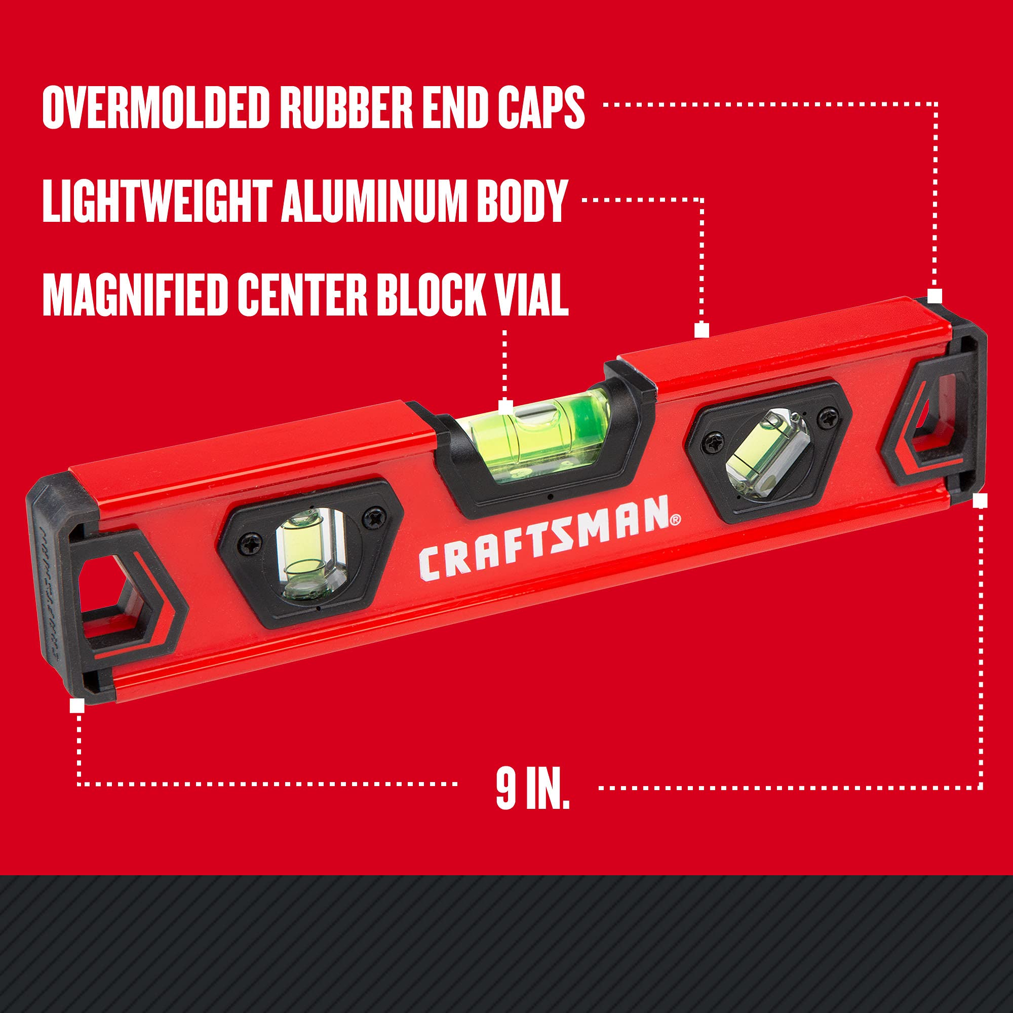 Foto 3 pulgar | Torpedo Level Craftsman Cmht82390 De 23 Cm Con Tapas Amortiguadoras - Venta Internacional.
