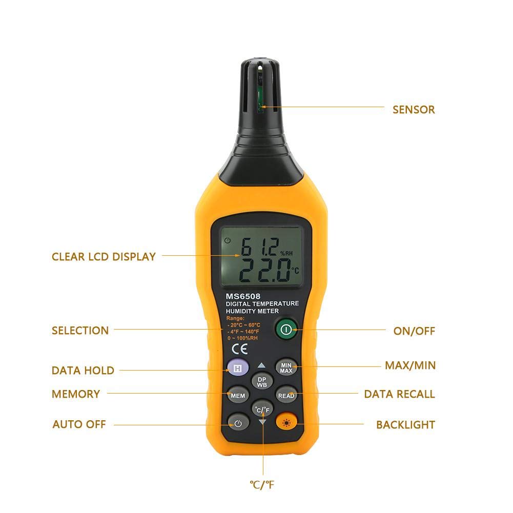 Foto 3 | Termohigrómetro Psicrómetro Digital Akozon Ms6508 - Venta Internacional.