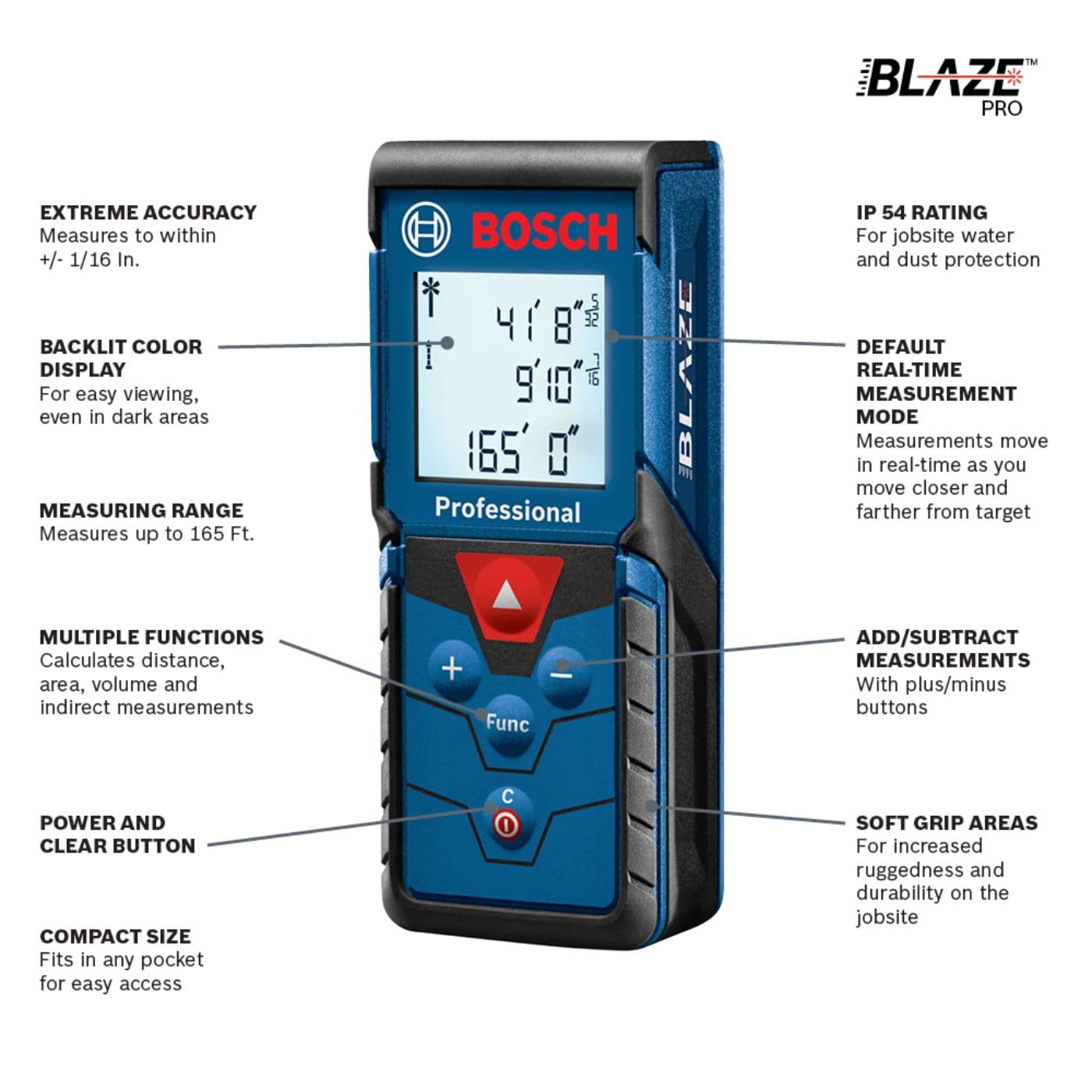 Foto 3 pulgar | Medidor De Distancia Láser Bosch Glm165-40 Blaze 50 M Con Accesorios - Venta Internacional.