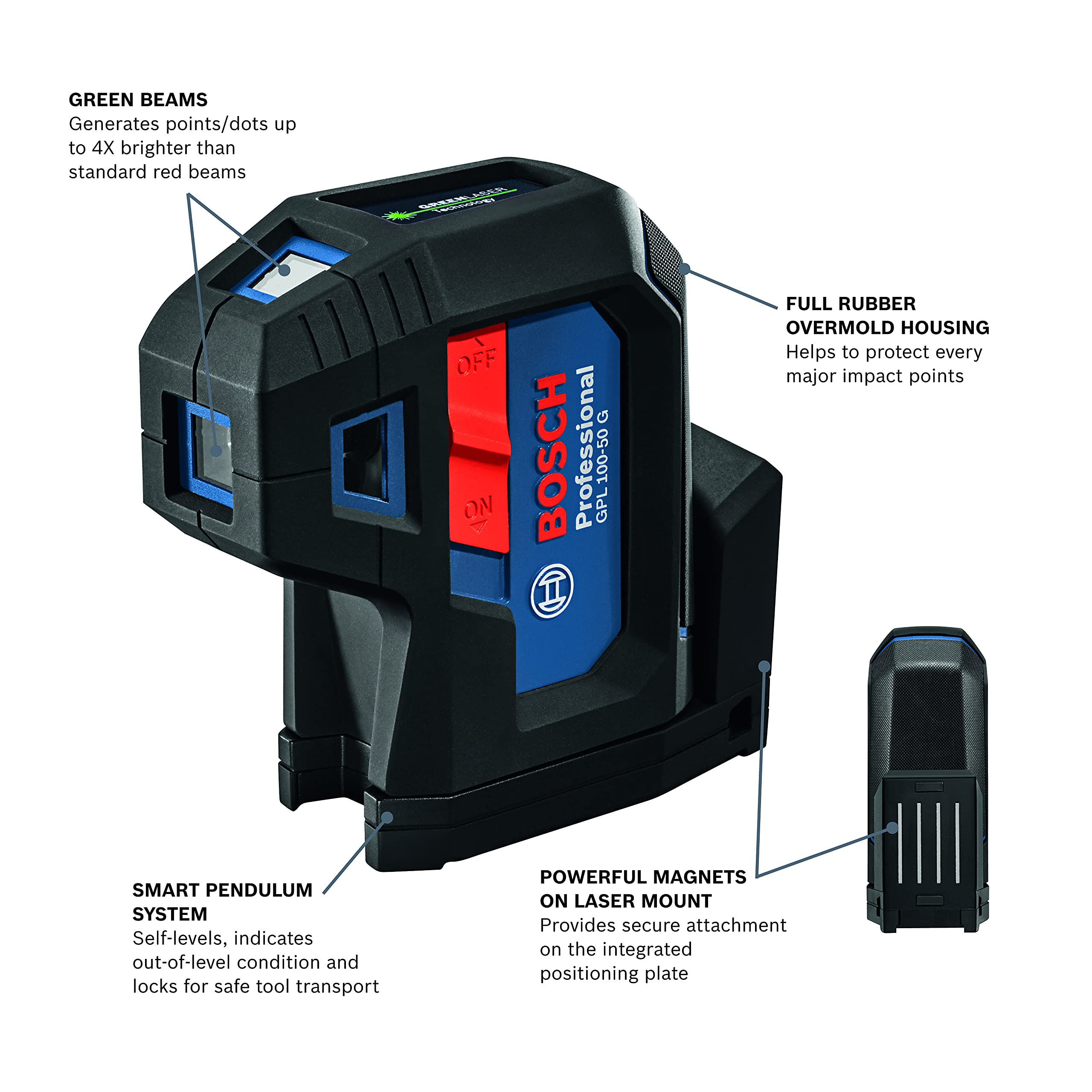 Foto 2 | Láser De Alineación Bosch Gpl100-50g Green-beam Con Accesorios - Venta Internacional.