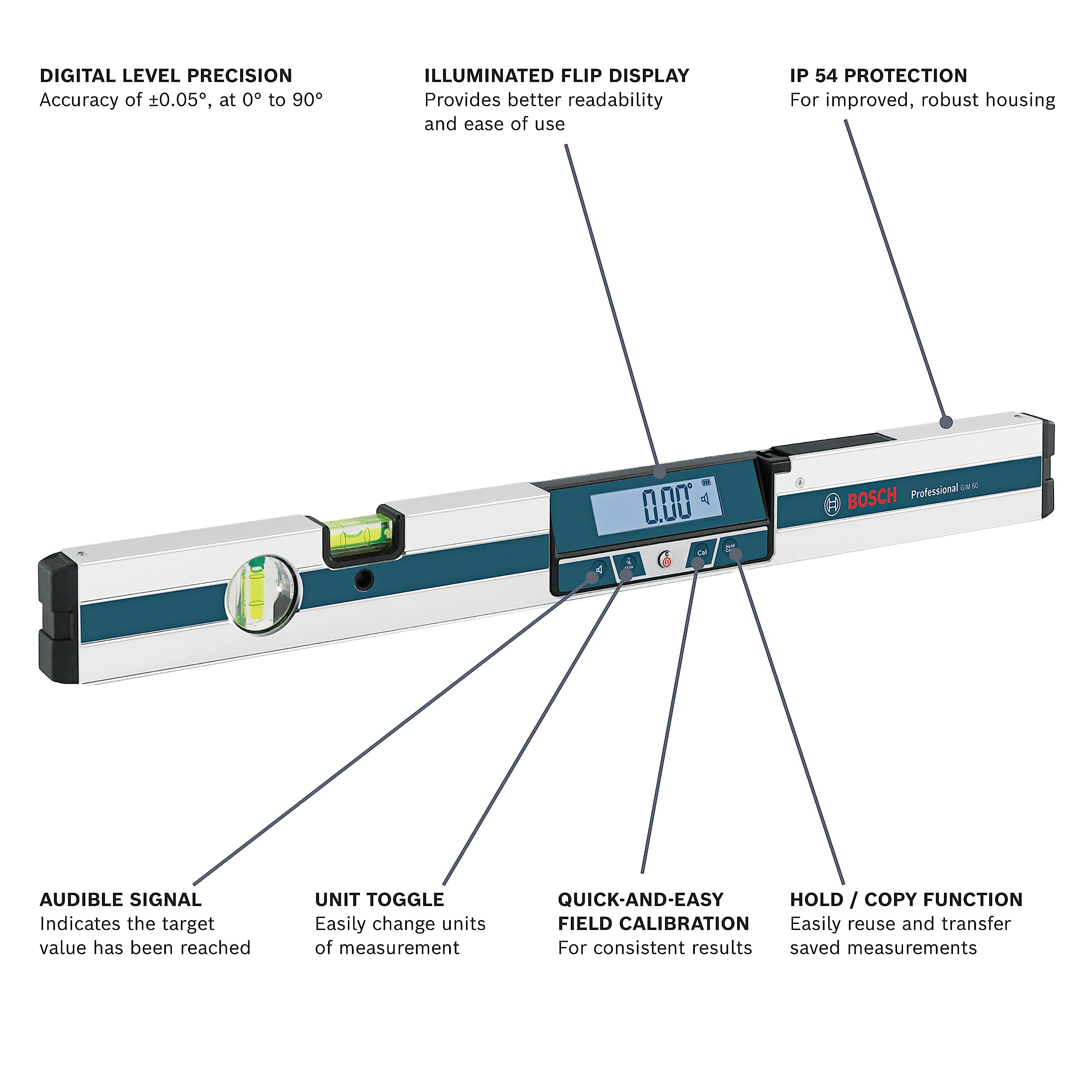 Foto 3 pulgar | Nivel Digital Bosch Gim 60 60 Cm Con Baterías Y Funda De Transporte - Venta Internacional.