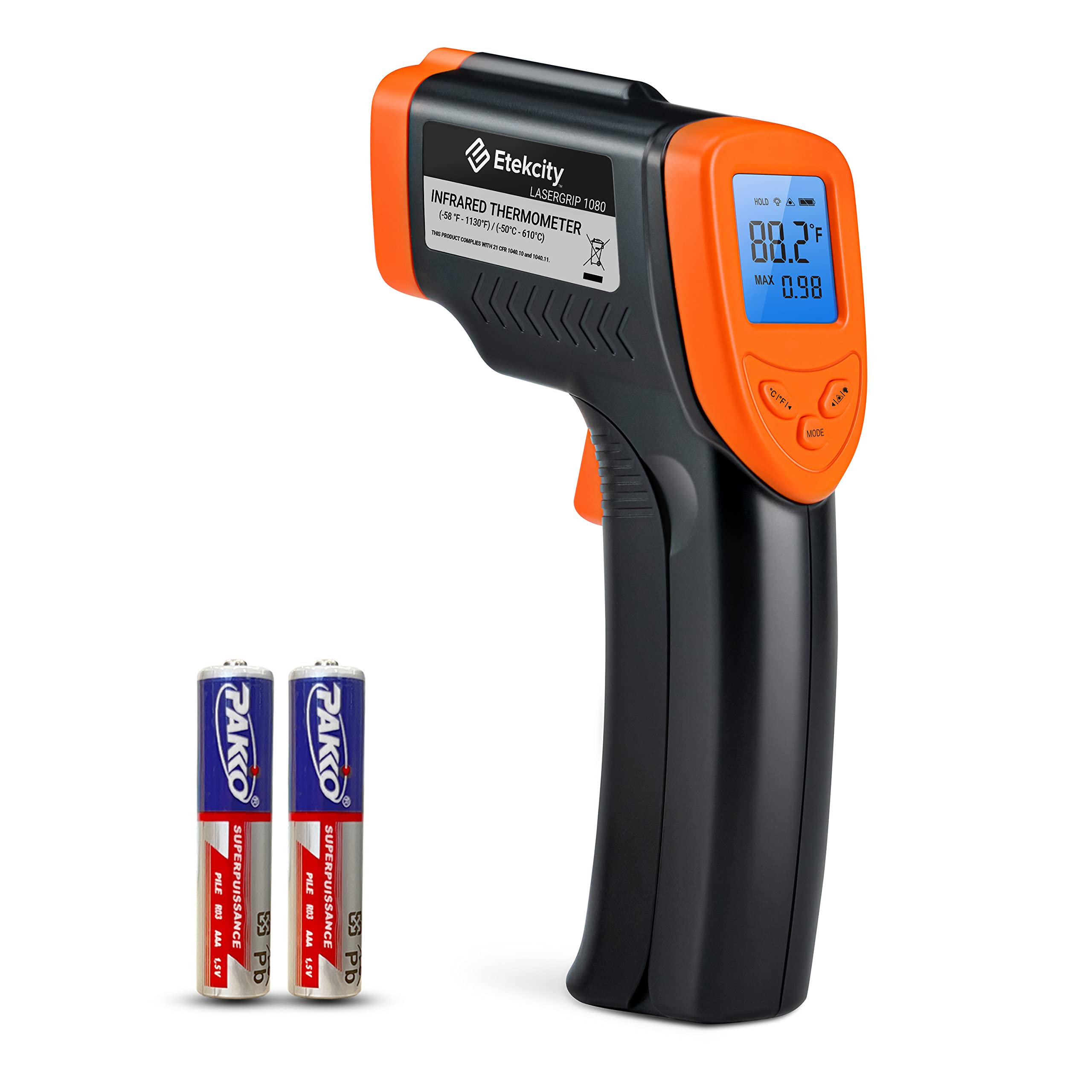 Termómetro Infrarrojo Etekcity 1080 Heat De -50 °c A 610 °c, Naranja - Venta Internacional.