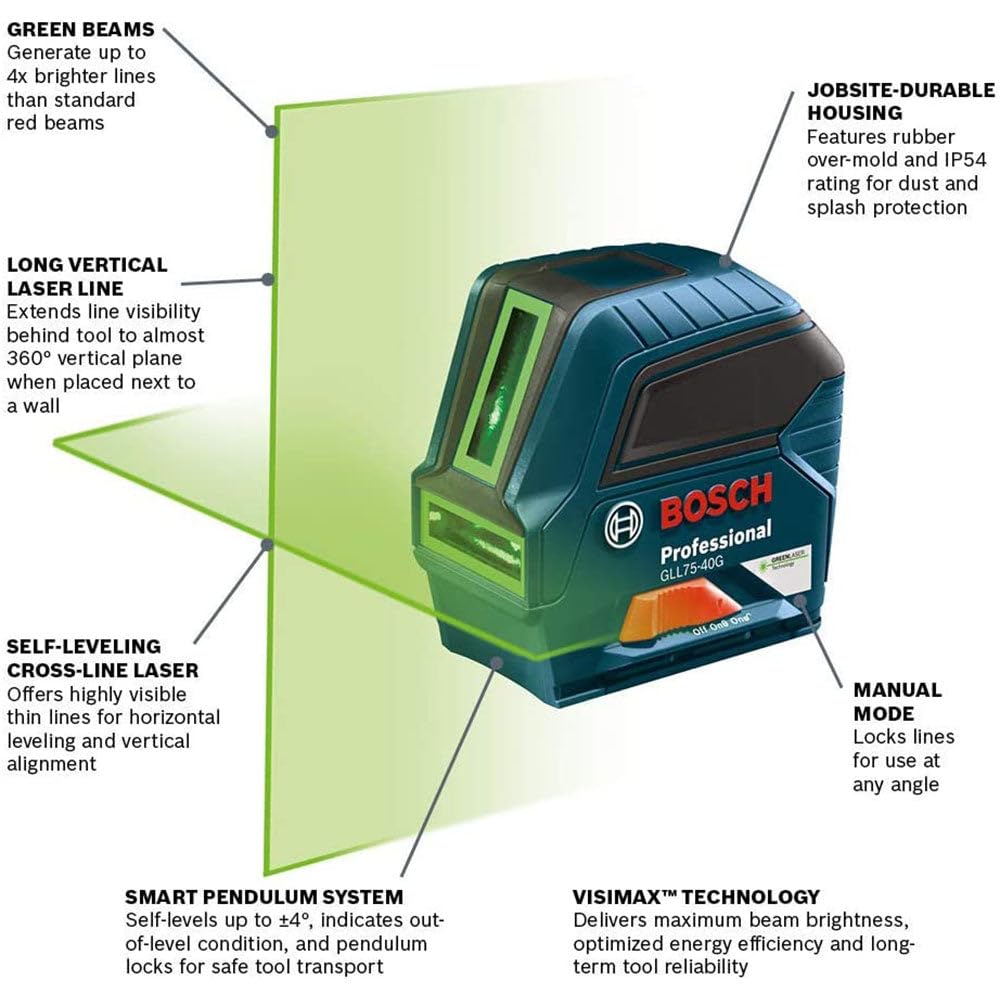 Foto 4 pulgar | Nivel Láser De Línea Cruzada Autonivelante Para Exteriores Bosch Gll75-40g - Venta Internacional.