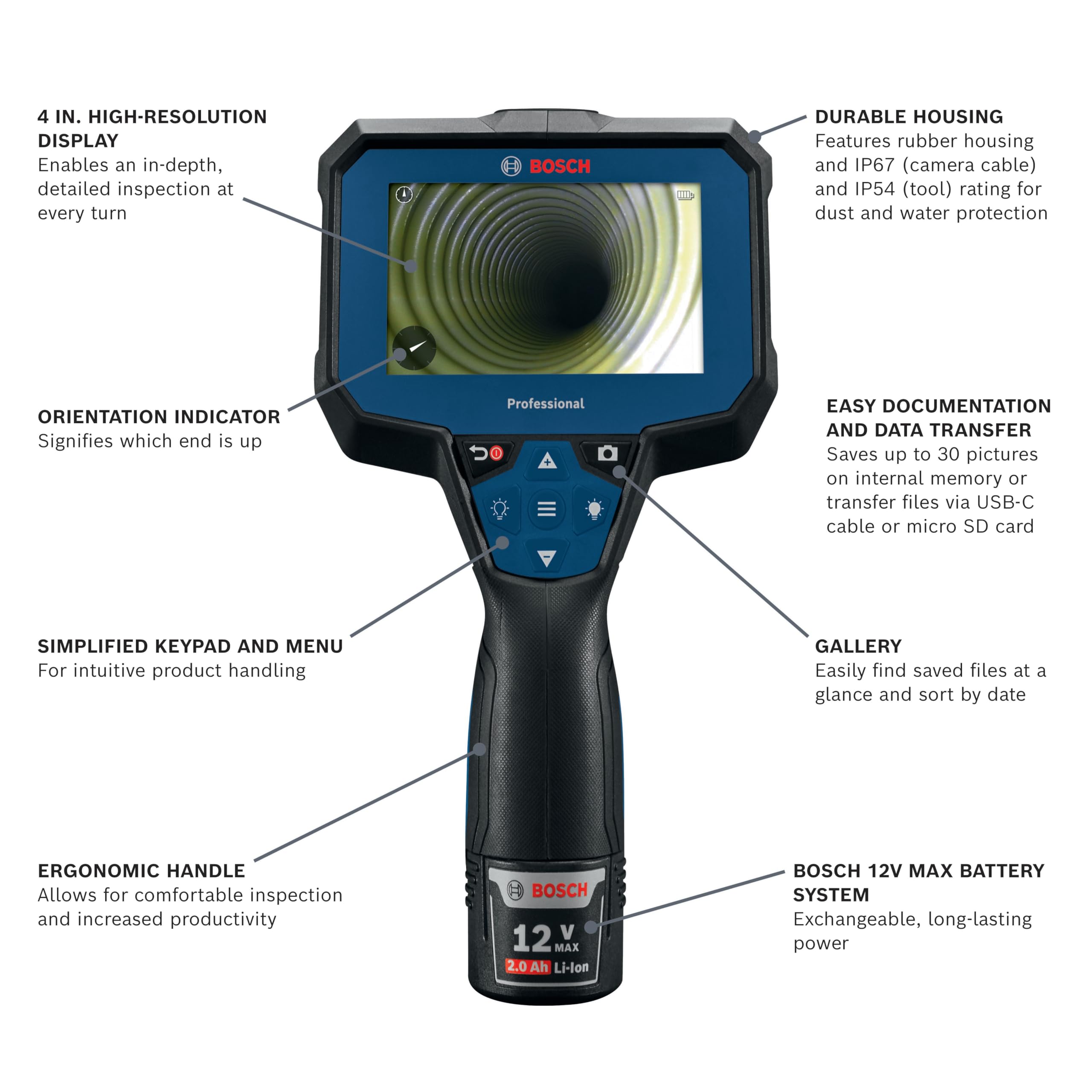 Foto 3 pulgar | Cámara De Inspección Con Boroscopio Bosch Gic4-23c Professional - Venta Internacional.